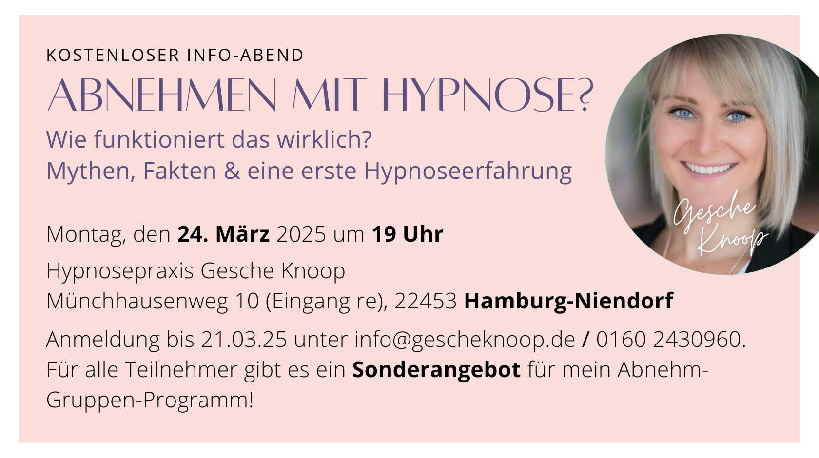 Infoabend Hypnose Abnehmen Hamburg Gesche Knoop