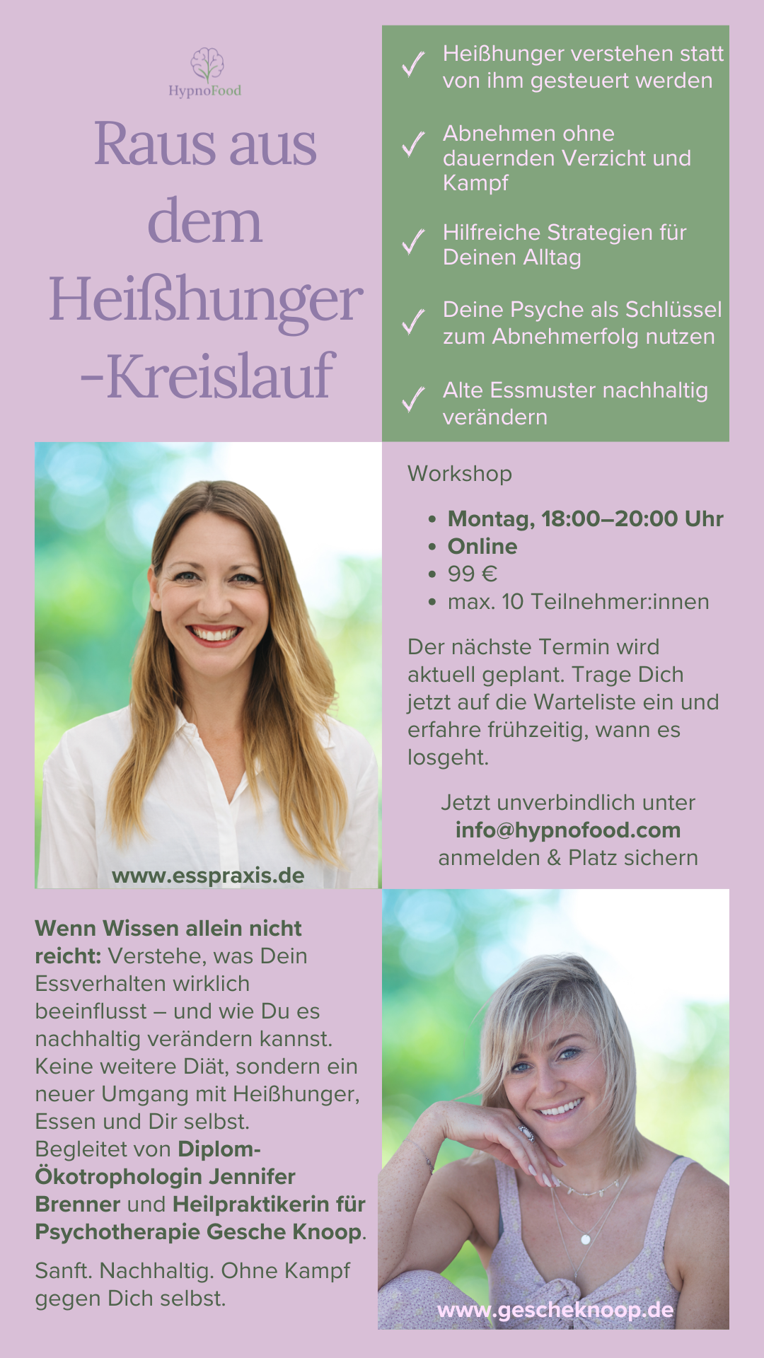 Flyer HypnoFood Raus aus dem Heißhunger-Kreislauf Hamburg
