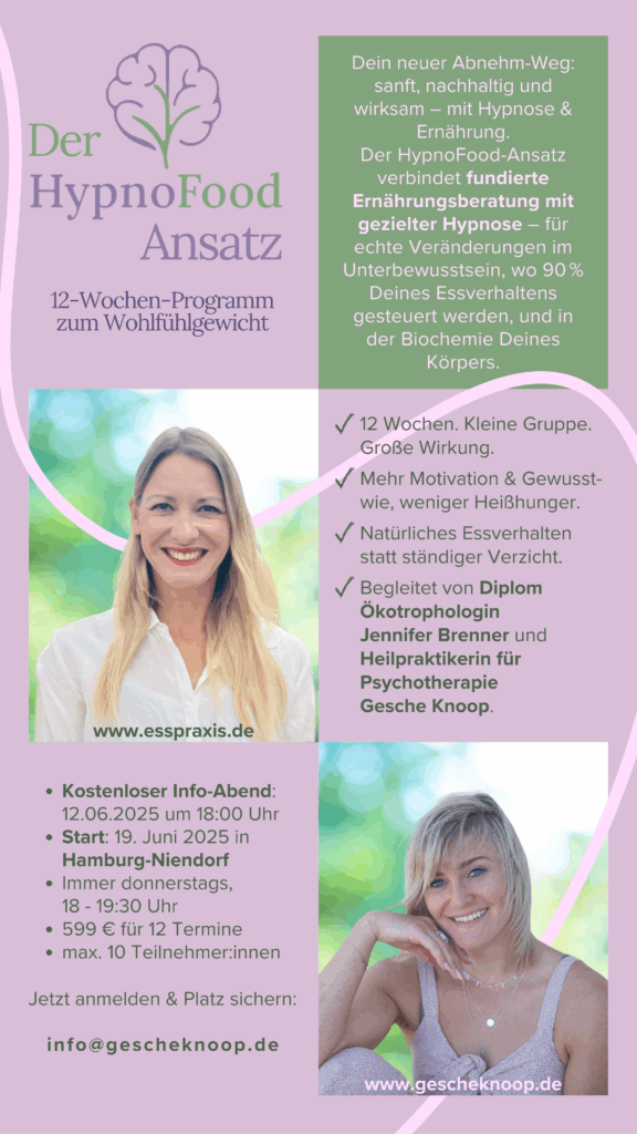 Abnehmen Hypnose Ernährungsberatung HypnoFood Hamburg Gesche Knoop Jennifer Brenner Esspraxis